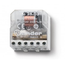 Шаговое электромеханическое реле; 1NO+1NC 10А, 2 состояния; контакты AgNi; питание 110В АC; монтаж в коробке  260381100000  Finder