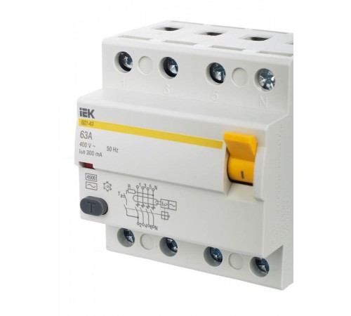 Выключатель дифференциальный (УЗО) ВД1-63 4п 63А 300мА тип AC  MDV10-4-063-300  IEK