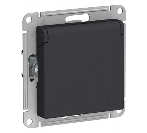 AtlasDesign Карбон Розетка с заземлением, со шторками, с крышкой, 16А, механизм  ATN001046  SE