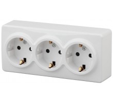 Розетка 11-2209-01  3х2P+E Schuko со шторками, 16АХ-250В, ОУ, Эксперт, Белый Б0020703  ЭРА
