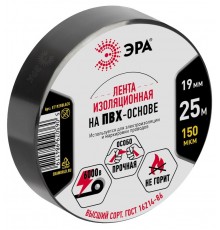 Изолента ЭРА ET1925BLACK ПВХ 19мм х 25м черная   Б0064240  ЭРА