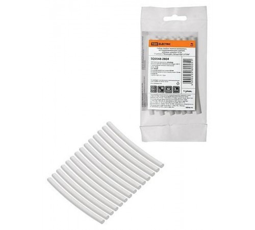Набор трубок термоусаживаемых, не поддерживающих горение, клеевых, длиной 10 см ТТкНГ(3:1) "Моноцвет, белый 4,8/1,5 "  SQ0548-2804  TDM