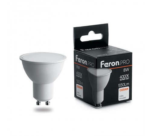Лампа светодиодная .PRO LB-1608 GU10 8W 4000K OSRAM LED  38093  Feron