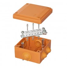 Коробка распределительная пластиковая FS огн., IP56,100х100х50мм, 6р, 450V,6A, 4мм.кв с кабельными вводами и клеммниками  FSB11604  DKC