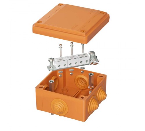 Коробка распределительная пластиковая FS огн., IP56,100х100х50мм, 6р, 450V,6A, 4мм.кв с кабельными вводами и клеммниками  FSB11604  DKC