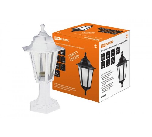 Светильник садово-парковый НТУ 06-60-001 60Вт ЛН/КЛЛ/LED Е27 IP44 шестигранник, стойка, пластик, белый  SQ0330-0732  TDM