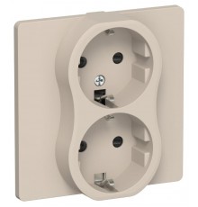 FLITE Розетка 2-ая с заземлением со шторками 16А РСш12-0-К-ФлЛ льняной  FI-R24C-16-K88  IEK