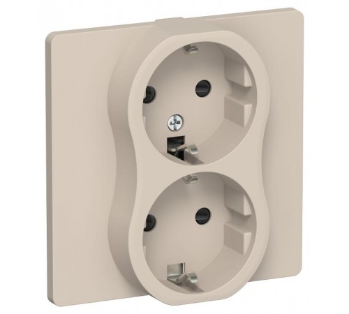 FLITE Розетка 2-ая с заземлением со шторками 16А РСш12-0-К-ФлЛ льняной  FI-R24C-16-K88  IEK