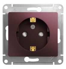 Glossa Баклажановый Розетка с заземлением со шторками  GSL001145  SE