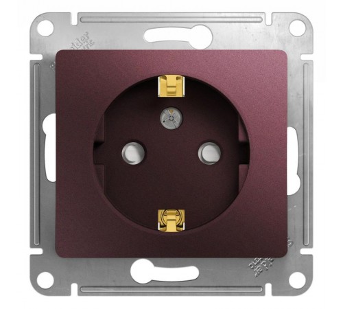 Glossa Баклажановый Розетка с заземлением со шторками  GSL001145  SE