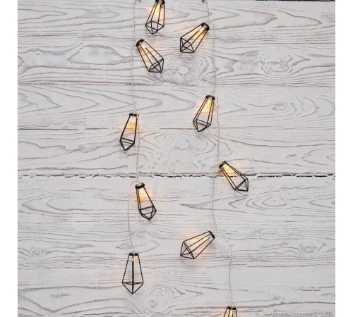 Гирлянда светодиодная Кристаллы черные 10 LED, 1,5 м, прозрачный ПВХ, теплый белый свет свечения, 2хАА (батарейки не в компл.)  304-017  NEON-NIGHT