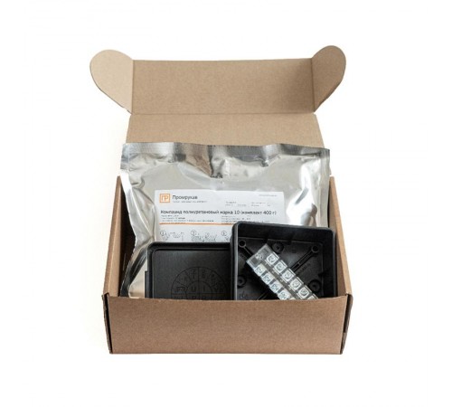 Коробка распределительная двухкомпонентная (HF) с компаундом и с 6-кл. зажимами, сечение до 2,5 мм, 100х100х40 черная IP68 PR80.0177  Промрукав