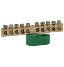 Шина PE "земля" на одном угловом изоляторе ШНИ-6х9-10-У1-Зеленый (10/250/15000) NO-222-104-1  Б0044153  ЭРА