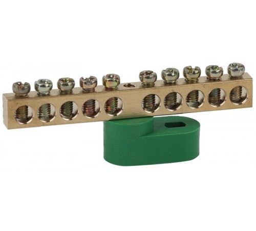 Шина PE "земля" на одном угловом изоляторе ШНИ-6х9-10-У1-Зеленый (10/250/15000) NO-222-104-1  Б0044153  ЭРА