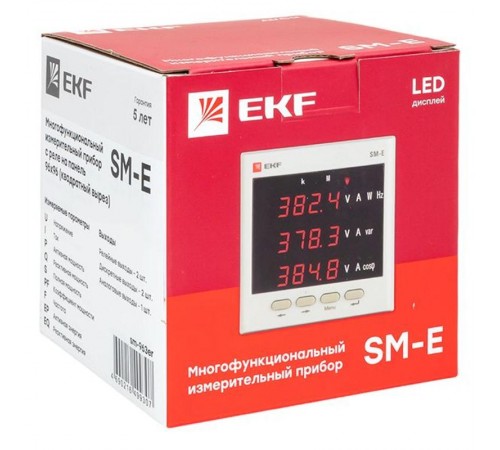 Многофункциональный измерительный прибор SM-Е с реле на панель 96х96 (квадратный вырез)  (без поверки)sm-963erEKF