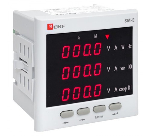 Многофункциональный измерительный прибор SM-Е с реле на панель 96х96 (квадратный вырез)  (без поверки)sm-963erEKF