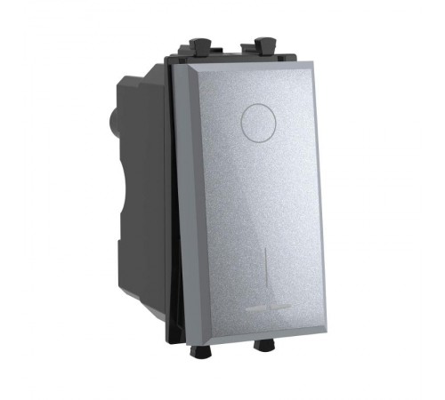 Выключатель двухполюсный одноклавишный модульный, "Avanti", "Закаленная сталь", 1 модуль  4404221  DKC