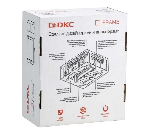 Щиток 8 мод настенный FRAME, белый, с тонированной дверцей, с 1 шиной PEN на 8 отв.  F08W1WD  DKC