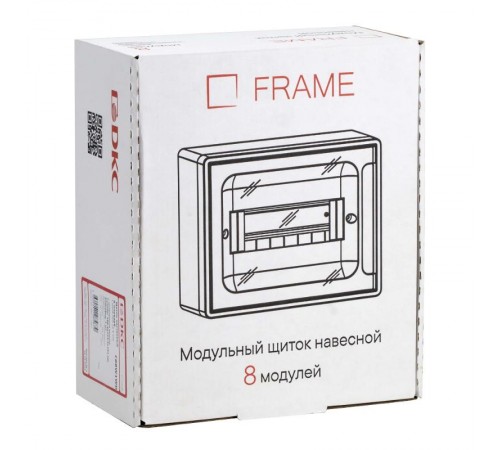Щиток 8 мод настенный FRAME, белый, с тонированной дверцей, с 1 шиной PEN на 8 отв.  F08W1WD  DKC
