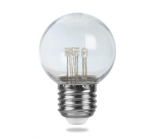Лампа светодиодная, (1W) 230V E27 2700K G45 прозрачая, LB-378  41918  FERON