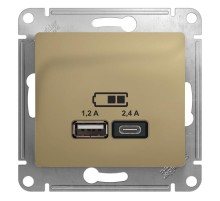 Glossa Титан USB Розетка A+С, 5В/2,4А, 2х5В/1,2 А, механизм  GSL000439  SE