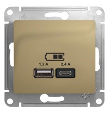 Glossa Титан USB Розетка A+С, 5В/2,4А, 2х5В/1,2 А, механизм  GSL000439  SE