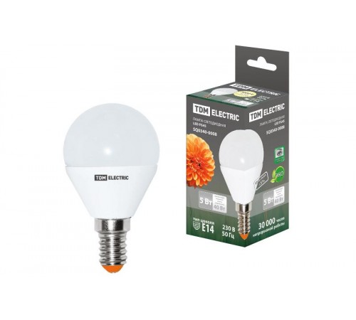 Лампа светодиодная LED 5Вт E14 220В 3000К FG45 шар  SQ0340-0008  TDM