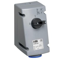 Розетка с выключателем и механической блокировкой 332MVS9, 32A, 3P+E, IP44, 9ч  2CMA167702R1000  ABB