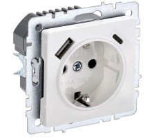 BRITE Розетка с заземлением со шторками 16А с USB A+C 18Вт РЮш11-1-БрБ белый  BR-R14-16-U22-018-K01  IEK