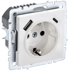 BRITE Розетка с заземлением со шторками 16А с USB A+C 18Вт РЮш11-1-БрБ белый  BR-R14-16-U22-018-K01  IEK