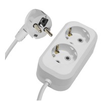 HM01-21-02 Удлинитель 2-местный с/з 3x0,75мм2, 2м, 220В, 10А, серия Home (У10-001), белый  39205  STEKKER