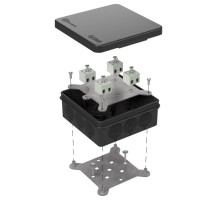 Коробка огнестойкая для о/п двухкомпонентная 60-0303-9005-FR2.5-8 Е15-Е120 100х100х40 IP66  8p, 2.5 мм.кв. черная 60-0303-9005-FR2.5-8  Промрукав