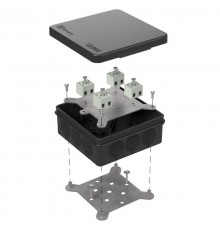 Коробка огнестойкая для о/п двухкомпонентная 60-0303-9005-FR2.5-8 Е15-Е120 100х100х40 IP66  8p, 2.5 мм.кв. черная 60-0303-9005-FR2.5-8  Промрукав