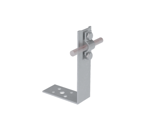 Угловой держатель болтовой для прутка  5-10 мм H80 мм CU  UDB-H80-D5-10 CU  КМ-профиль