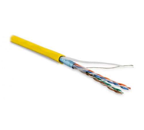 Кабель витая пара FUTP4-C5E-P26-IN-LSZH-YL-100 (100м)эк.F/UTP,к.5e,4п.(26AWG),мног.(patch),э.-ф.,LSZH,нг(С)-HF,-20°C-+75°C,желт.  243617  Hyperline
