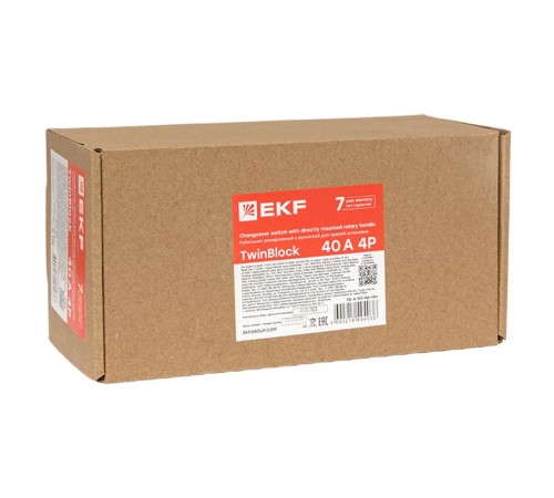 Рубильник 40A 4P реверсивный c рукояткой для прямой установки TwinBlock  tb-s-40-4p-rev  EKF