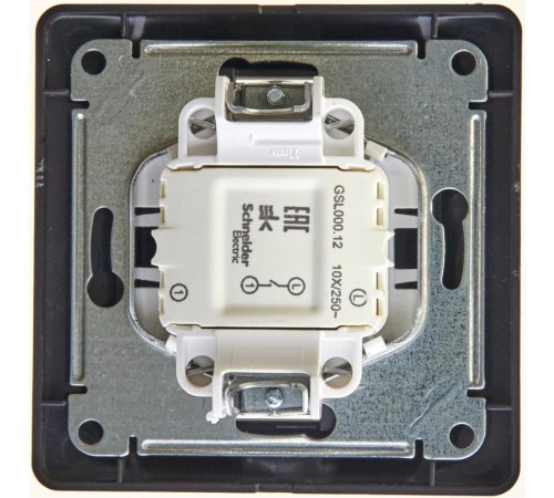 Glossa Антрацит Выключатель 1-клавишный, сх.1, 10АХ (в сборе)  GSL000712  SE