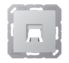 Kрышка для 1-го разъема; без видимого винта; подпружиненная шторка; термопласт; алюминий  A1569-15WEAL  Jung