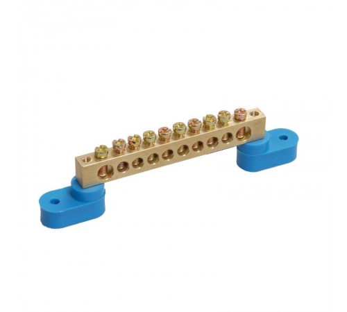 Шина "N" нулевая 6х9мм 10/2 (10 групп/крепеж по краям) с двумя угловыми изоляторами (10 шт/уп)  PR08.28931  Промрукав