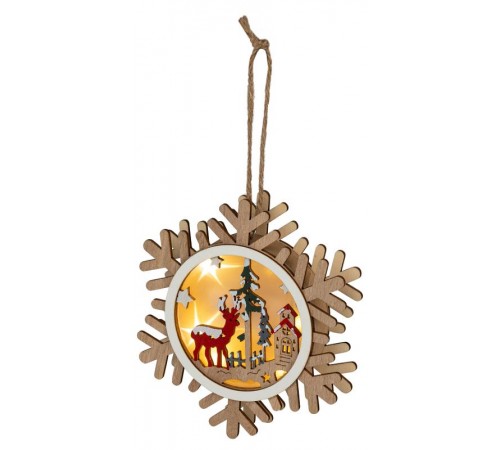 Светильник  ENGDS-6L новогодний светодиодный Снежинка подвесной 15 см 2*АА  Б0060477  ЭРА