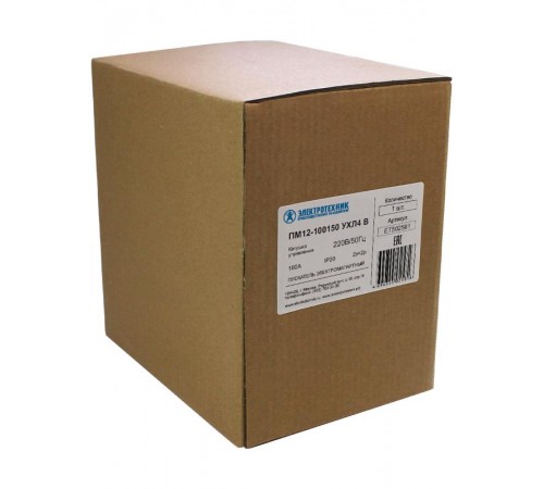 ПМ12-100150 УХЛ4 В, 220В/50Гц, 2з+2р, 100А, нереверсивный, без реле, IP20, пускатель электромагнитный (ЭТ)  ET502581  Электротехник