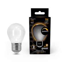 Лампа светодиодная Filament Шар 9W 590lm 3000К Е27 milky диммируемая LED 1/10/50  105202109-D  Gauss