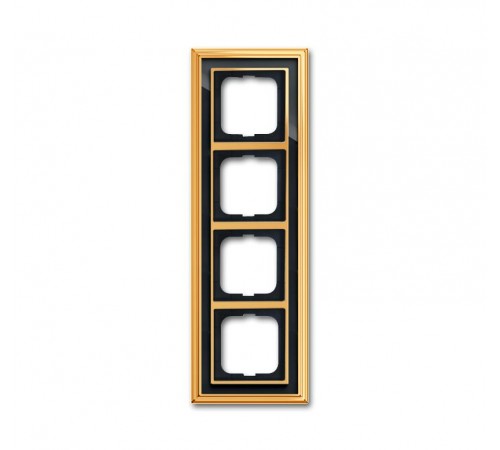 Рамка 4-постовая, серия Династия, Латунь полированная, черное стекло  1754-0-4568   2CKA001754A4568  ABB