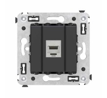 Компьютерная розетка RJ-45 без шторки в стену, кат.6А одинарная экранированная, "Avanti", "Черный матовый"  4412773  DKC