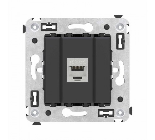 Компьютерная розетка RJ-45 без шторки в стену, кат.6А одинарная экранированная, "Avanti", "Черный матовый"  4412773  DKC