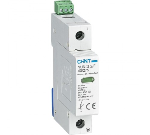 Ограничитель имп. перенапр. NU6-IIG 1Р In=15kA Uc=440B Im=40kA (R)  252494  CHINT