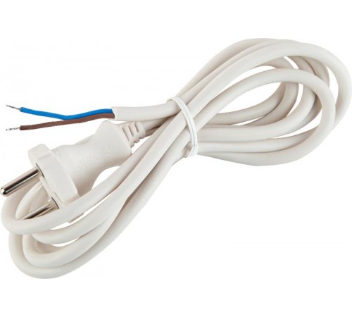 Шнур для бра ЭРА UX-ШВВП-2x0,75-3m-W с вилкой без заземления ШВВП 2x0,75 3м белый   Б0055559  ЭРА