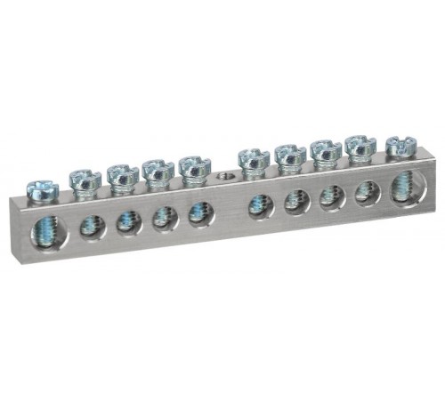 Шина  NO-224-80 PEN земля-ноль 6х9мм 10/1 никелированная с креплениями по центру  Б0062936  ЭРА