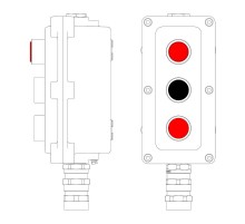 Взрывонепроницаемый пост управления из алюминия LCSD-03-B-MC-L1R(220)x1-P1B(11)x1-P1R(11)x1-PCMB-KA3MHK  LCSD21000110  DKC