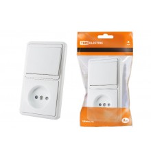 Блок комбинированный БКВР 1-но кл. выкл + розетка 2П с з/ш  SQ1813-0004  TDM